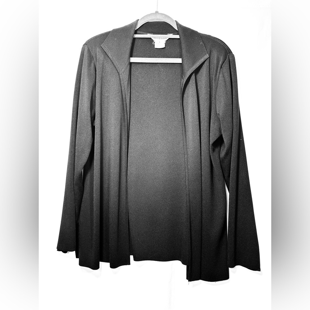 Misook Black Open Front Knit Jacket